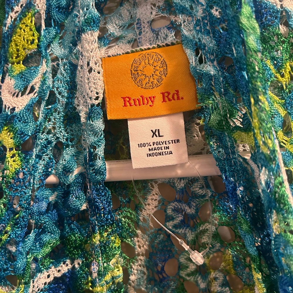 Ruby Rd. Blue and Green Lace-like Top